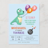 バルーンカラフルキュートな恐竜の誕生日パーティー インビテーションポストカード (正面)