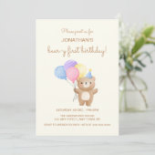 バルーンカラフルキュートベアーボーイ誕生日 招待状 (スタンド正面)