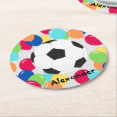 バルーンカラフルサッカーボールおもしろいナプキン ラウンドペーパーコースター (アングル)