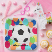 バルーンカラフルサッカーボールおもしろい紙プレート ペーパープレート (パーティー)