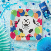 バルーンカラフルサッカーボールおもしろい顔 ペーパープレート (パーティー)