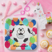 バルーンカラフルサッカーボールおもしろい顔 ペーパープレート (パーティー)