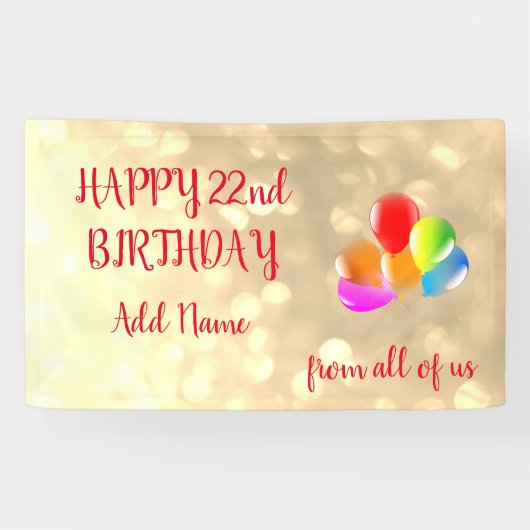 バルーンカラフルデザインハッピー22誕生日 横断幕 (横)
