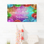 バルーンカラフルハッピーバースデーカスタムビニル 横断幕 (インサイチュ)