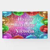 バルーンカラフルハッピーバースデーカスタムビニル 横断幕 (横)