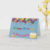 バルーンカラフルハッピーバースデーカード カード (黄色い花)
