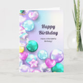 バルーンカラフルハッピーバースデーグリーティングカード サンキューカード (正面)