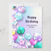 バルーンカラフルハッピーバースデーグリーティングカード シーズンカード (正面)