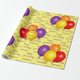 バルーンカラフルハッピーバースデーパターンテンプレート ラッピングペーパー