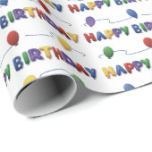 バルーンカラフルハッピーバースデー包装紙 ラッピングペーパー (ロールコーナー)