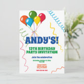 バルーンカラフルハッピー12th誕生日パーティー 招待状 (スタンド正面)