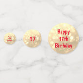 バルーンカラフルハッピー17番目の誕生日デザイン コンフェッティ (正面)