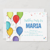 バルーンカラフルバースデーパーティーカスタム 招待状 (正面)