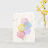バルーンカラフルパステル水色 カード (黄色い花)