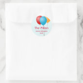 バルーンカラフルファミリ懇親会パーティの優先ラベル ラウンドシール (バッグ)