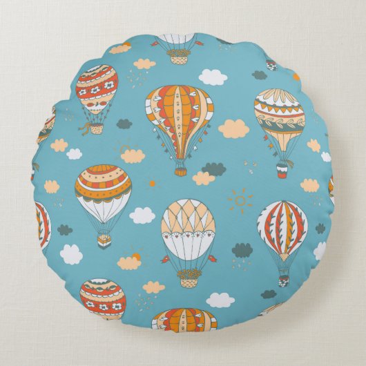 バルーンカラフルフェスティバルパターンデザイン ラウンドクッション (正面)