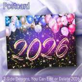 バルーンカラフルフェスティバル紙吹雪新年おめでとう シーズンポストカード