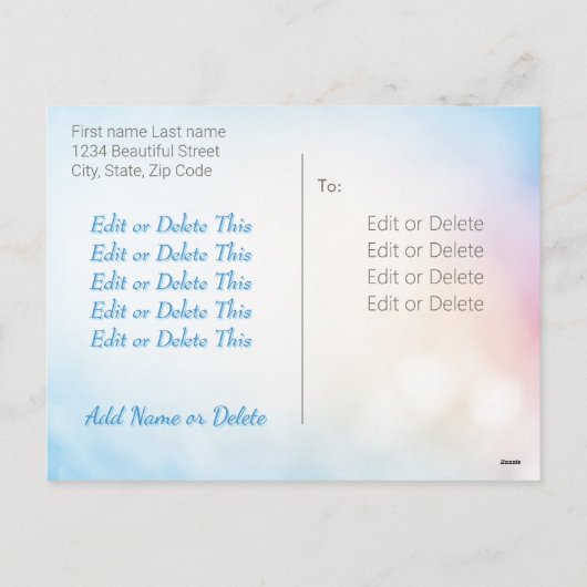 バルーンカラフルフェスティバル紙吹雪新年おめでとう シーズンポストカード (裏面)