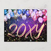 バルーンカラフルフェスティバル紙吹雪新年おめでとう シーズンポストカード (正面)