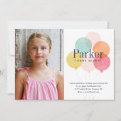 バルーンカラフルフォト子供の誕生日パーティー 招待状 (正面)