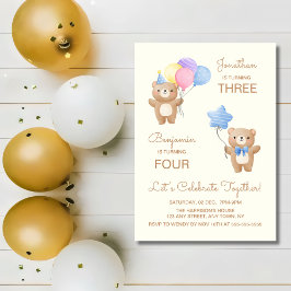 バルーンカラフルベアーボーイズ誕生日 招待状