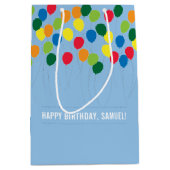 バルーンカラフルボーイズ誕生日 ミディアムペーパーバッグ (正面)