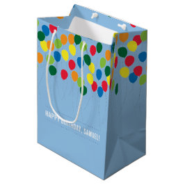 バルーンカラフルボーイズ誕生日 ミディアムペーパーバッグ