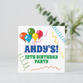 バルーンカラフル付きハッピーバースデー招待状 カード (スタンド正面)