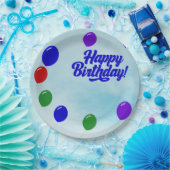 バルーンカラフル付きフェスティバルハッピーバースデー ペーパープレート (パーティー)
