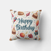 バルーンカラフル付ハッピーバースデー装飾用クッション クッション (裏面)
