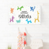 バルーンカラフル動物、任意の年齢ハッピーバースデー 横断幕 (インサイチュ)