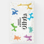 バルーンカラフル動物、任意の年齢ハッピーバースデー 横断幕 (縦)