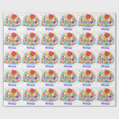 バルーンカラフル名前の追加誕生日ギフト ラッピングペーパー (フラット)