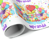 バルーンカラフル名前の追加誕生日ギフト ラッピングペーパー (ロールコーナー)