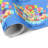 バルーンカラフル名前の追加AGE誕生日ギフト ラッピングペーパー (ロールコーナー)