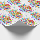 バルーンカラフル名前の追加AGE誕生日ギフト ラッピングペーパー (角)