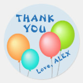 バルーンカラフル子供の誕生日ありがとう ラウンドシール (正面)
