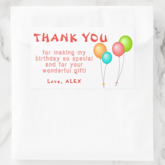 バルーンカラフル子供の誕生日ありがとう 長方形シール (バッグ)