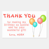 バルーンカラフル子供の誕生日ありがとう 長方形シール (正面)