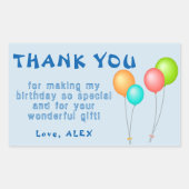 バルーンカラフル子供の誕生日ありがとう 長方形シール (正面)