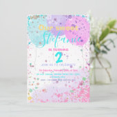 バルーンカラフル子供の誕生日パーティの招待状 案内状 (スタンド正面)