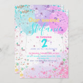 バルーンカラフル子供の誕生日パーティの招待状 案内状 (正面/裏面)