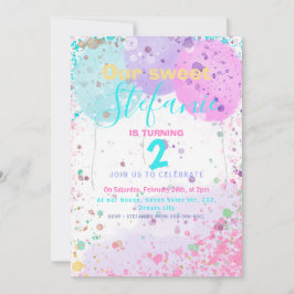 バルーンカラフル子供の誕生日パーティの招待状 案内状