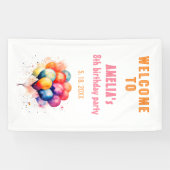 バルーンカラフル子供の誕生日パーティーへようこそ 横断幕 (横)