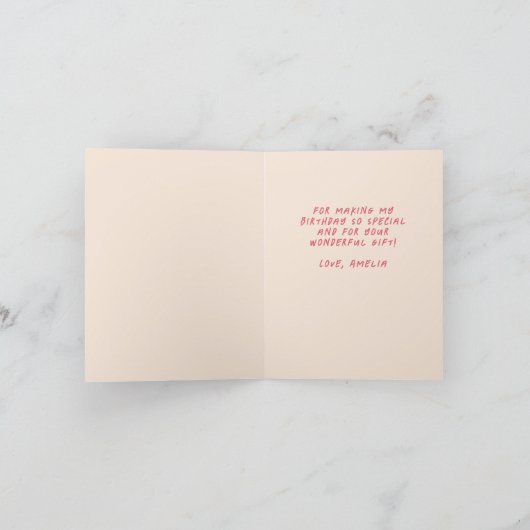 バルーンカラフル子供の誕生日写真ありがとう カード (内部)