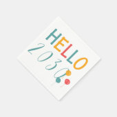 バルーンカラフル新年パーティーhello 2018 スタンダードカクテルナプキン (角)
