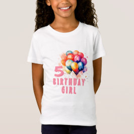 バルーンカラフル水彩誕生日女の子 Tシャツ