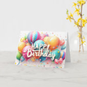 バルーンカラフル誕生日の希望 カード (黄色い花)