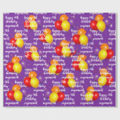 バルーンカラフル誕生日テンプレートメッセージ ラッピングペーパー (フラット)