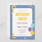 バルーンカラフル誕生日パーティーへの招待 招待状 (正面)